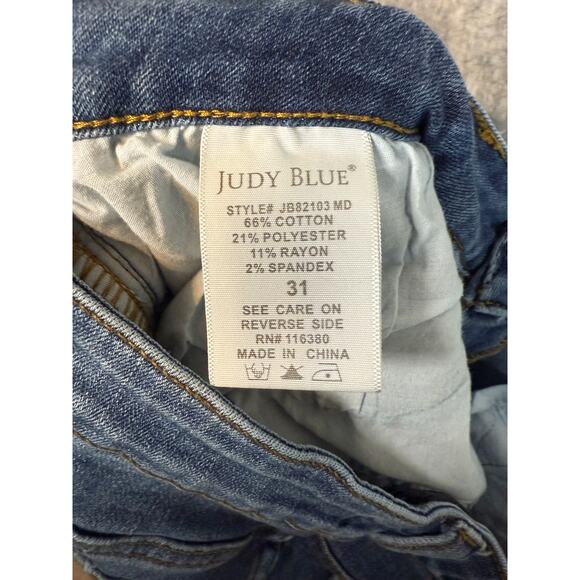 Judy Blue Mid Rise Relaxed Fit Size 31 Stretchy Blue Jeans JB82103 - Picture 6 of 10